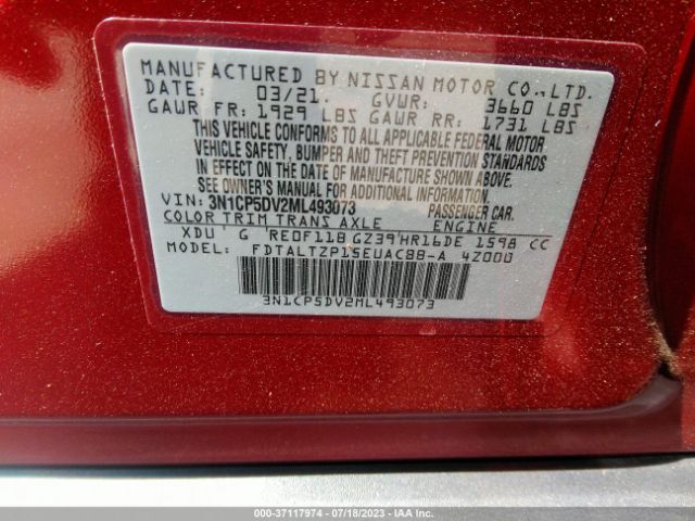 3N1CP5DV2ML493073 Nissan KICKS SR