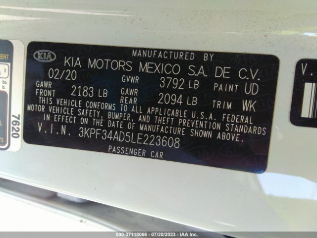 3KPF34AD5LE223608 KIA Forte Gt-line