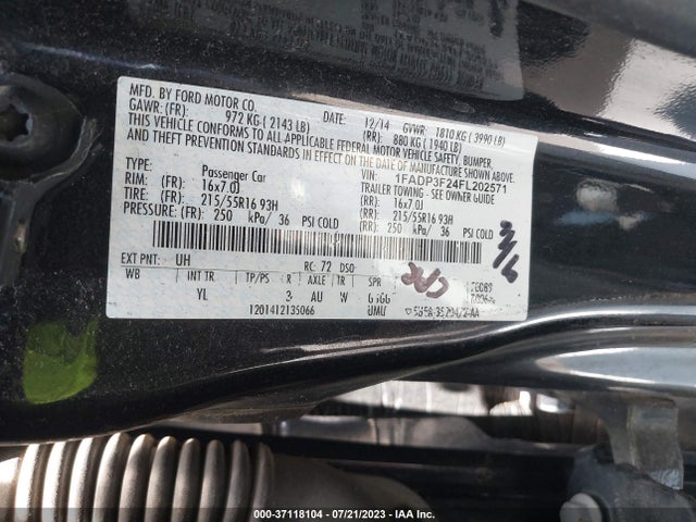 Ford FOCUS SE 2015 1FADP3F24FL202571 Image 10
