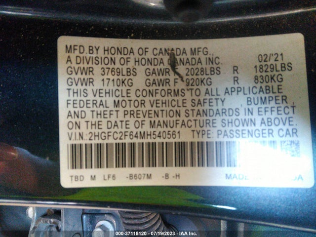 Honda Civic Sedan Lx 2021 2HGFC2F64MH540561 Image 15