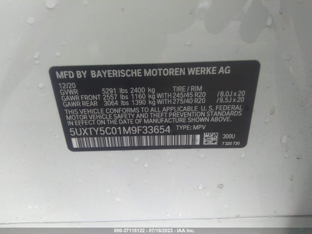 5UXTY5C01M9F33654 BMW X3 Xdrive30i