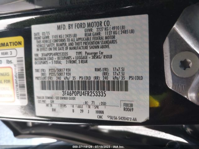 3FA6P0PU4FR253335 Ford Fusion Energi Se Luxury