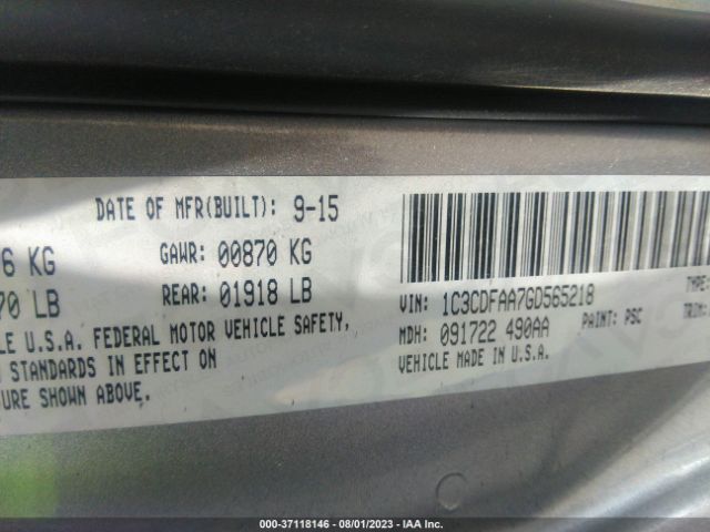 1C3CDFAA7GD565218 Dodge DART SE