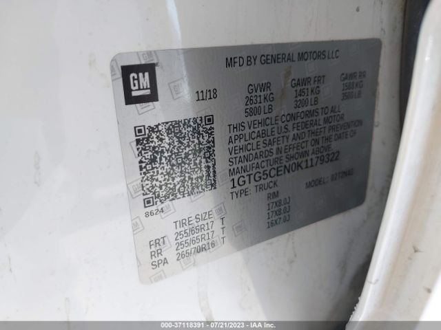 1GTG5CEN0K1179322 GMC Canyon 2wd Sle