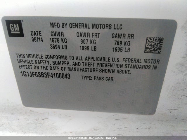 Chevrolet SONIC LTZ 2015 1G1JF6SB3F4100043 Image 9