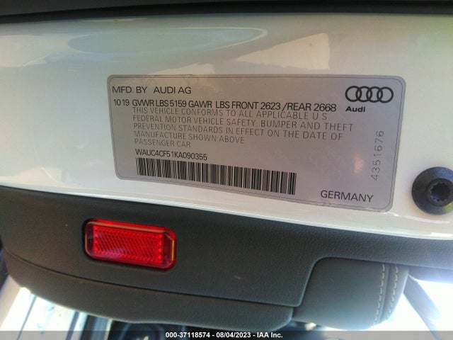 WAUC4CF51KA090355 Audi S5 Sportback Prestige