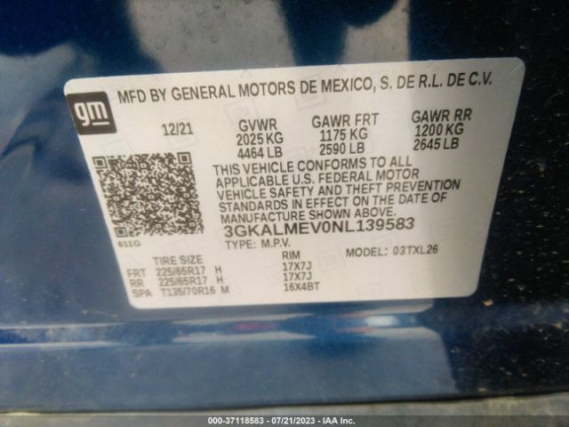 3GKALMEV0NL139583 GMC Terrain Sle