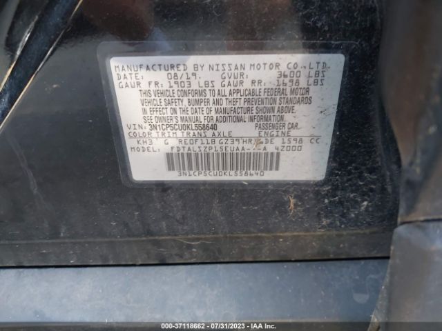 3N1CP5CU0KL558640 Nissan KICKS SV