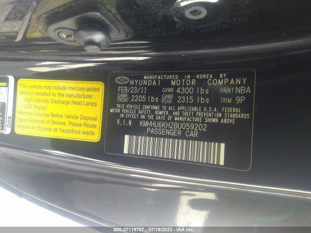 2011 HYUNDAI GENESIS COUPE TRACK VIN: KMHHU6KH2BU059202
