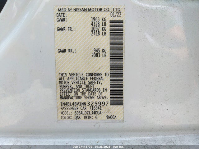 Nissan Altima 2.5 S 2022 1N4BL4BV1NN325997 Image 9