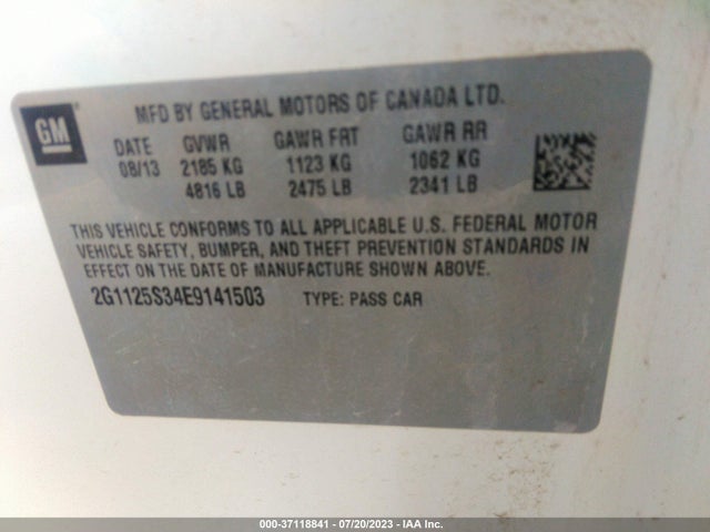 Chevrolet IMPALA LT 2014 2G1125S34E9141503 Image 9