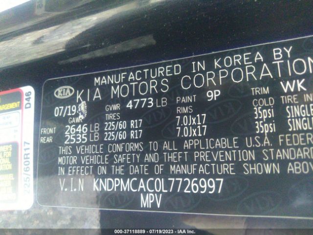 KNDPMCAC0L7726997 KIA Sportage Lx