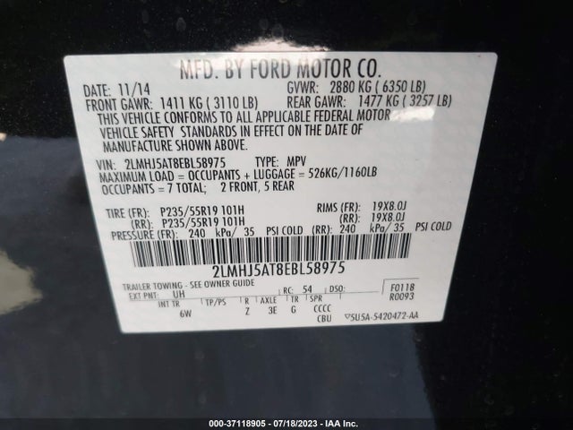 2LMHJ5AT8EBL58975 Lincoln Mkt Ecoboost