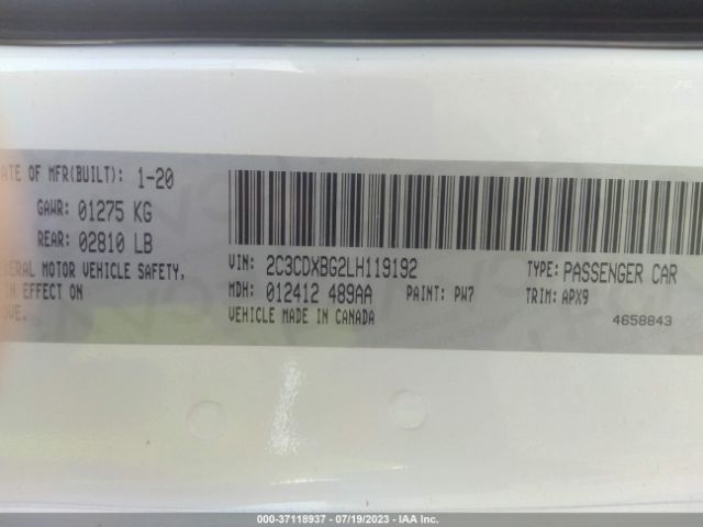 2C3CDXBG2LH119192 Dodge Charger Sxt