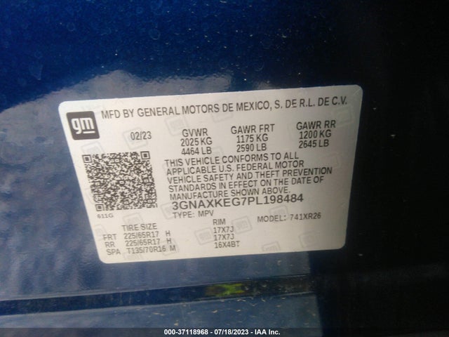 Chevrolet EQUINOX LT 2023 3GNAXKEG7PL198484 Image 9