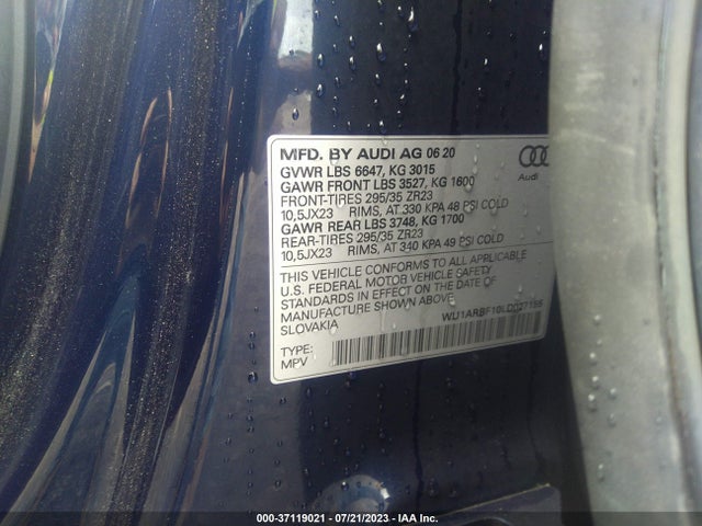 2020 Audi RS Q8, VIN: WU1ARBF10LD027155