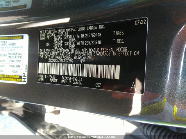 2022 Lexus NX, VIN: 2T2AGCEZ2NC007792