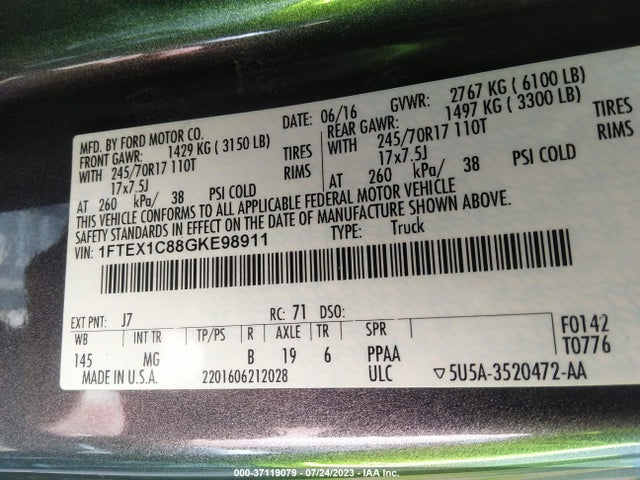 1FTEX1C88GKE98911 Ford F-150 Xl/xlt
