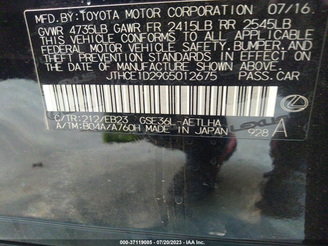 Lexus IS 350 2016 JTHCE1D29G5012675 Image 8