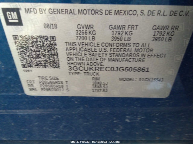 Chevrolet Silverado 1500 2lt 2018 3GCUKREC0JG505861 Image 9