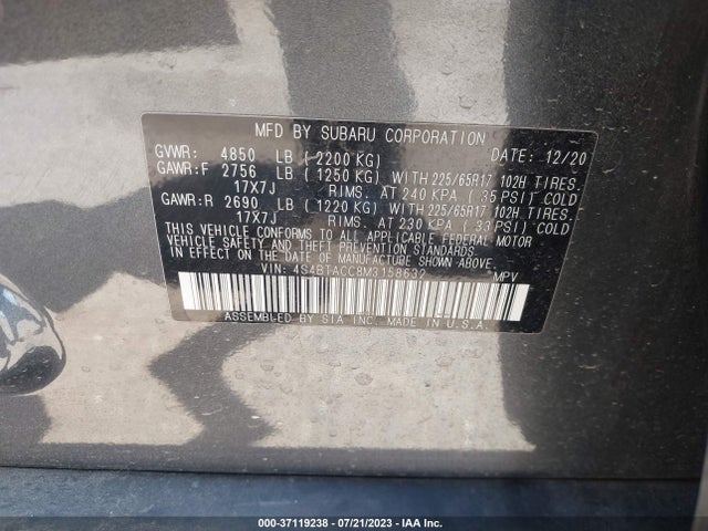 4S4BTACC8M3158632 Subaru Outback Premium
