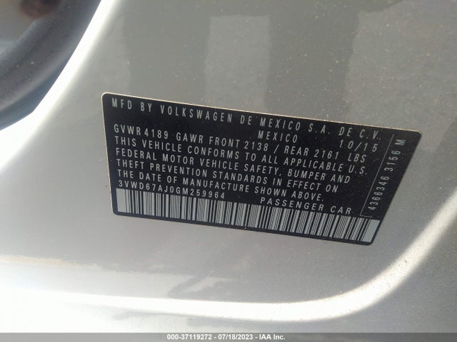 3VWD67AJ0GM259964 Volkswagen Jetta Sedan 1.4t Se W/connectivity