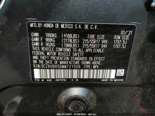 3CZRU6H30MM721509 Honda HR-V LX