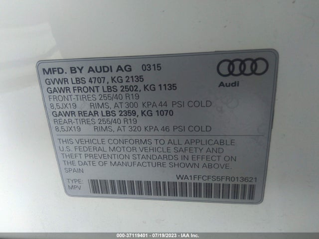 WA1FFCFS5FR013621 Audi Q3 2.0t Prestige