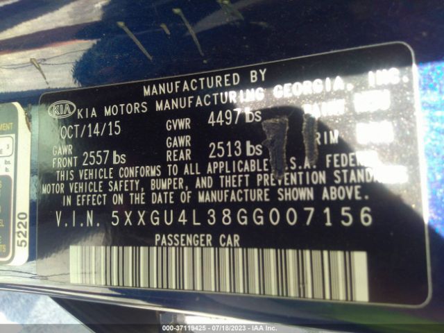 5XXGU4L38GG007156 KIA OPTIMA EX