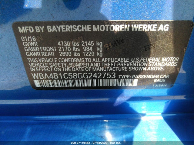 WBA4B1C58GG242753 BMW 4 Series 435i