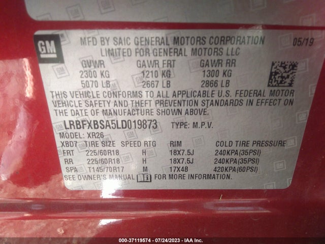 LRBFXBSA5LD019873 Buick Envision Preferred