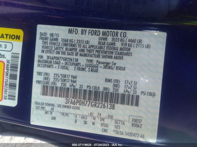 3FA6P0H77GR226138 Ford FUSION SE