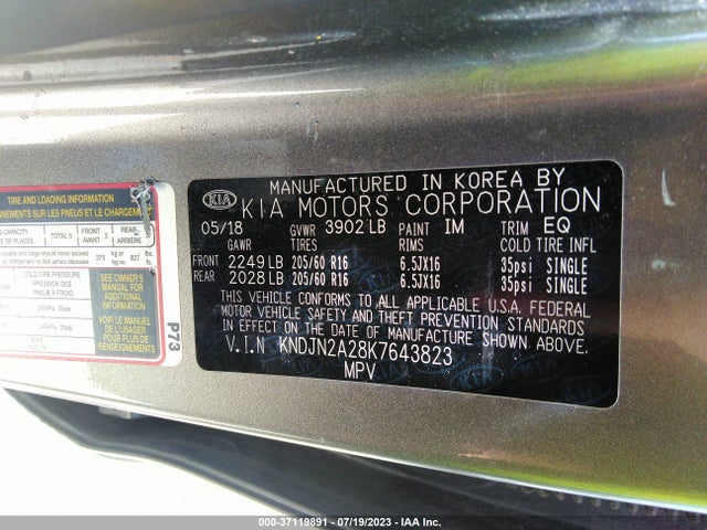 KIA Soul Base 2019 KNDJN2A28K7643823 Image 9