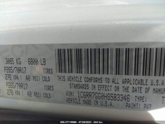 1C6RR7GG0HS583346 RAM 1500 Slt