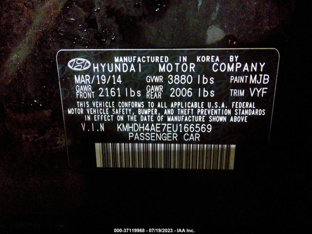 Hyundai ELANTRA SE 2014 KMHDH4AE7EU166569 Image 9