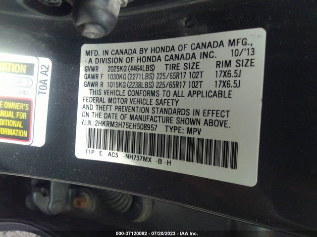 Honda Cr-v Ex-l 2014 2HKRM3H75EH508957 Image 9
