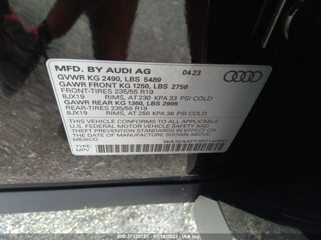 WA1EAAFY3P2140641 Audi Q5 S Line Premium Plus