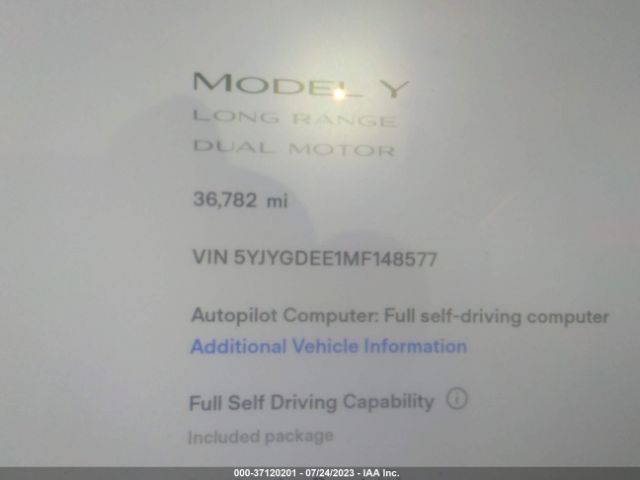5YJYGDEE1MF148577 Tesla Model Y Long Range
