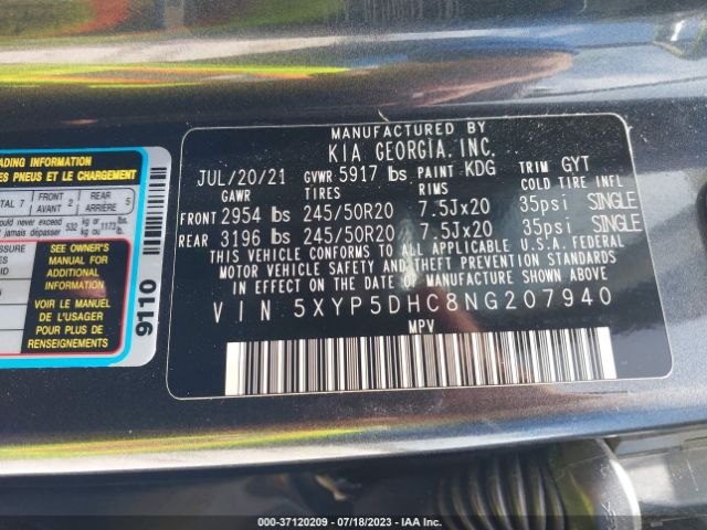 5XYP5DHC8NG207940 KIA Telluride Sx