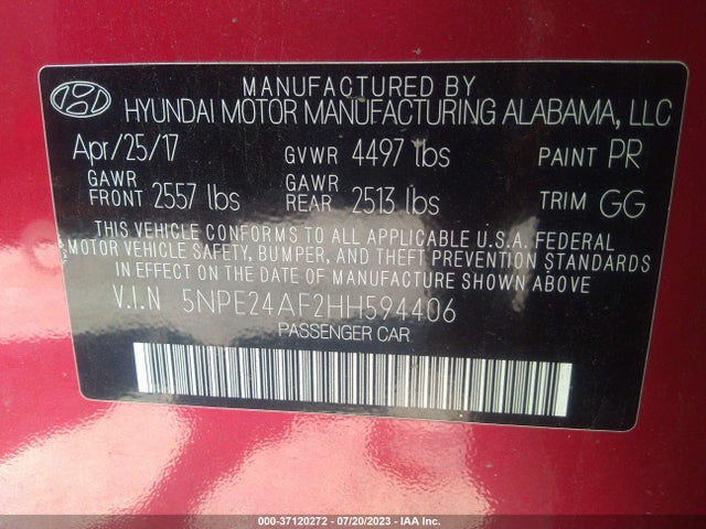 Hyundai Sonata 2017 5NPE24AF2HH594406 Image 9