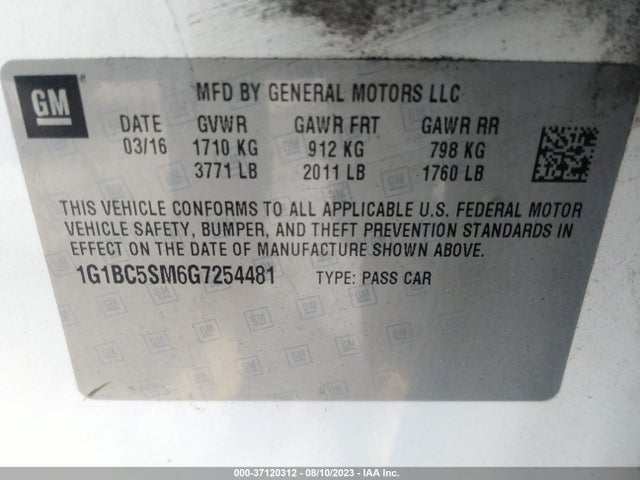 Chevrolet Cruze Ls Auto 2016 1G1BC5SM6G7254481 Image 9