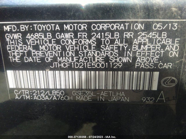 Lexus IS 250 2014 JTHCF1D21E5001129 Image 15