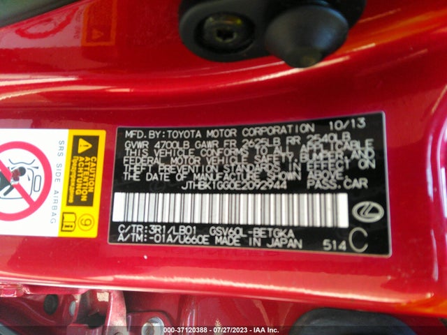 JTHBK1GG0E2092944 Lexus ES 350