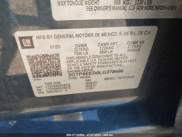 3GTP9EED0LG378686 GMC Sierra 1500 At4