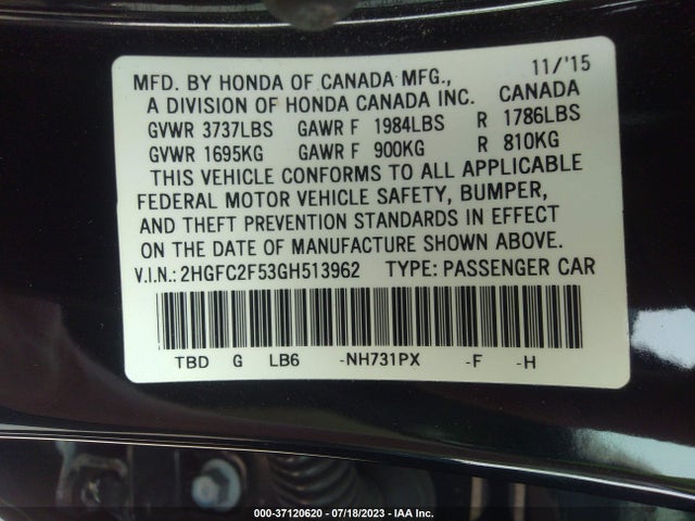 Honda Civic Sedan Lx 2016 2HGFC2F53GH513962 Image 9