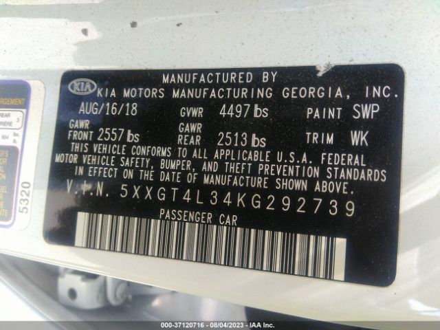 5XXGT4L34KG292739 KIA Optima S