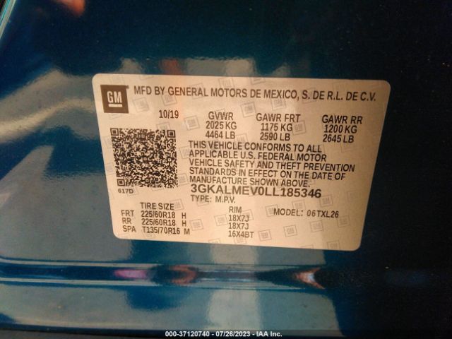 3GKALMEV0LL185346 GMC Terrain Sle