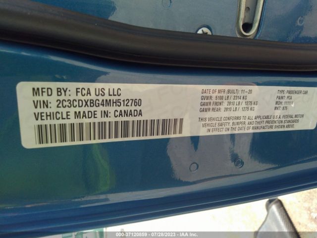 2C3CDXBG4MH512760 Dodge Charger Sxt