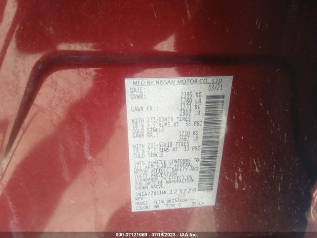 5N1AZ2BS1MC123729 Nissan MURANO SV