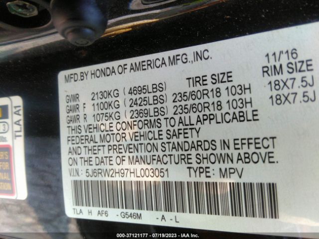 5J6RW2H97HL003051 Honda Cr-v Touring